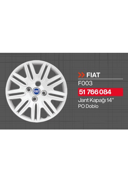 Tisa Fiat Doblo 14" Jant Kapağı 4'lü Takım JKF003