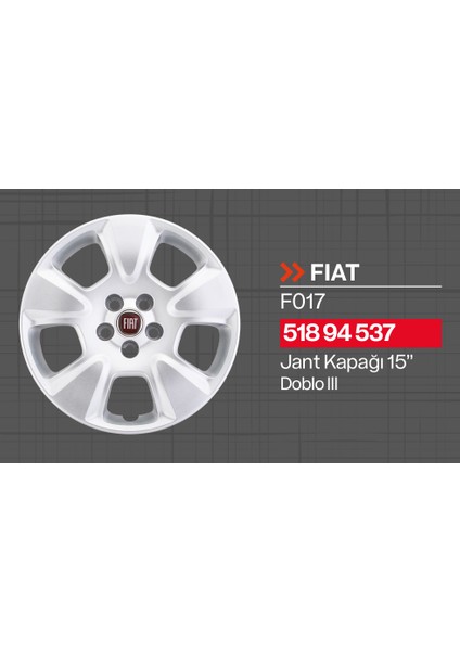 Tisa Fiat Doblo 15" Jant Kapağı 4'lü Takım JKF017