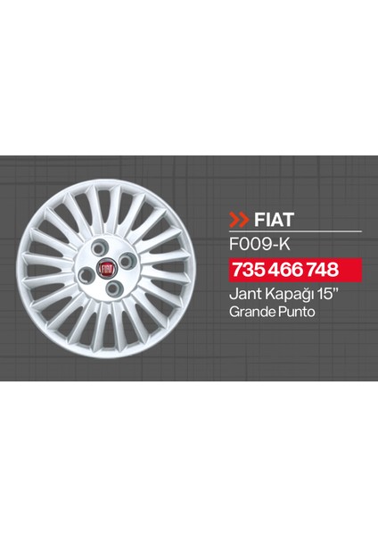 Tisa Fiat Grande Punto 15" Jant Kapağı 4'lü Takım JKF009 - K fiyatları