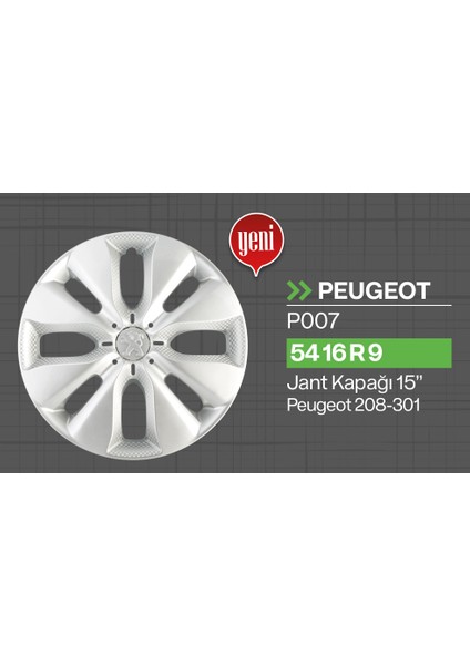 Tisa Peugeot 208 - 301 15" Jant Kapağı 4'lü Takım JKP007