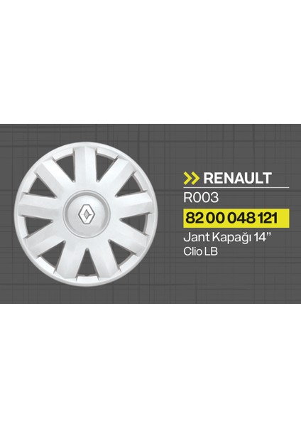 Tisa Renault Clio 14" Jant Kapağı 4'lü Takım JKR003