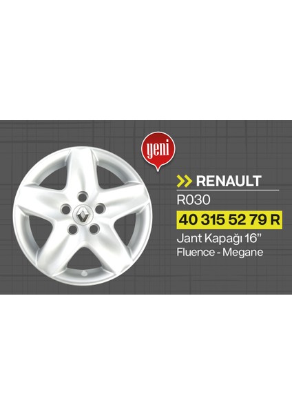 Tisa Renault Fluence - Megane 16" Jant Kapağı 4'lü Takım JKR030