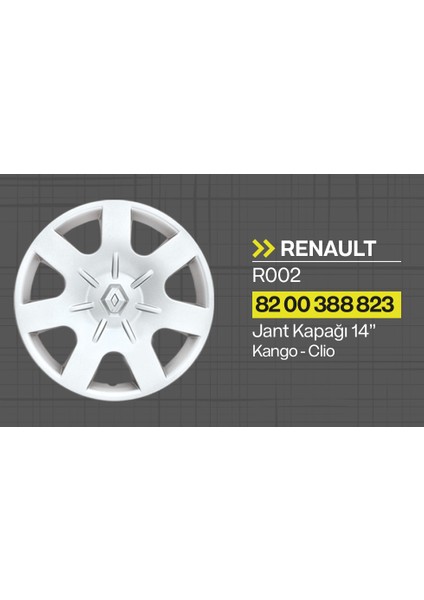 Tisa Renault Kangoo - Clio - Megane 14" Jant Kapağı 4'lü Takım JKR002