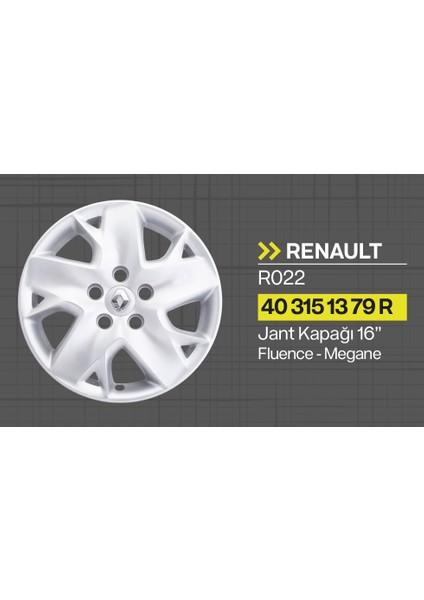 Tisa Renault Megane III - Fluence 16" Jant Kapağı 4'lü Takım JKR022