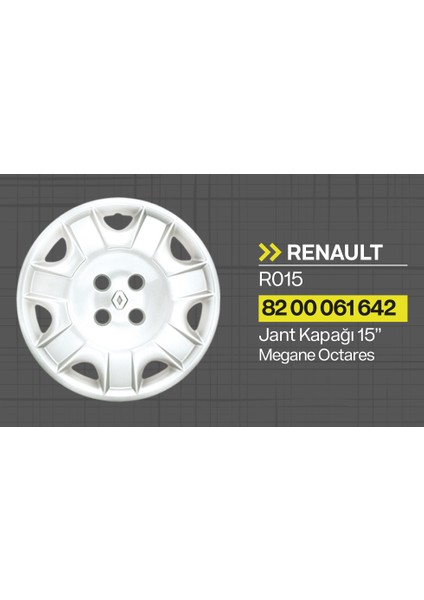 Tisa Renault Megane Octares 15" Jant Kapağı 4'lü Takım JKR015