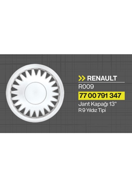 Tisa Renault R9 - R19 - 21 Yıldız 13" Jant Kapağı 4'lü Takım JKR009