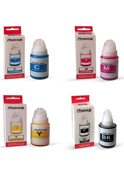 Canon G3411 için 4 Renk 1 Takım Photoink Mürekkep