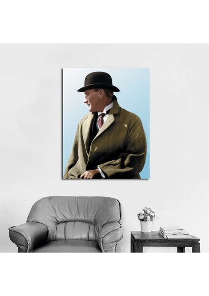 Şapkalı Atatürk Portresi Kanvas Tablo