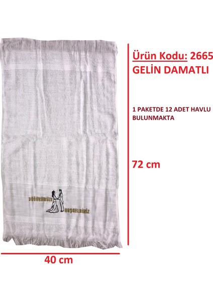 Araba Havlusu - 12 Adet - Gelin Damat Figürlü + Kurdele fırsatları
