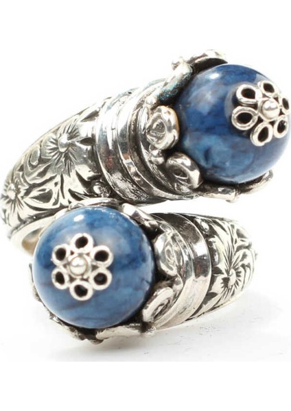 925 Ayar Gümüş Lapis Taşlı Çapraz Yüzük fırsatları