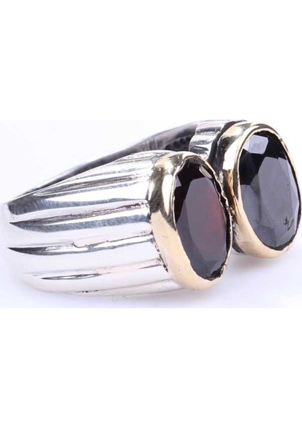 925 Ayar Gümüş Garnet Taşlı Unisex Yüzük