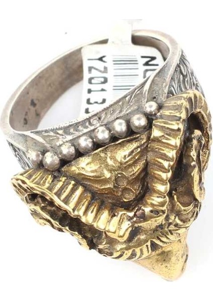 925 Ayar Gümüş Koç Kafalı Tasarım Yüzük fırsatları