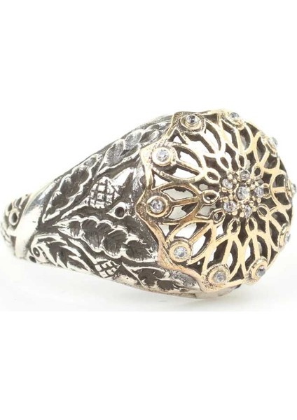 925 Ayar Gümüş Antik Tasarım Taşlı Yüzük