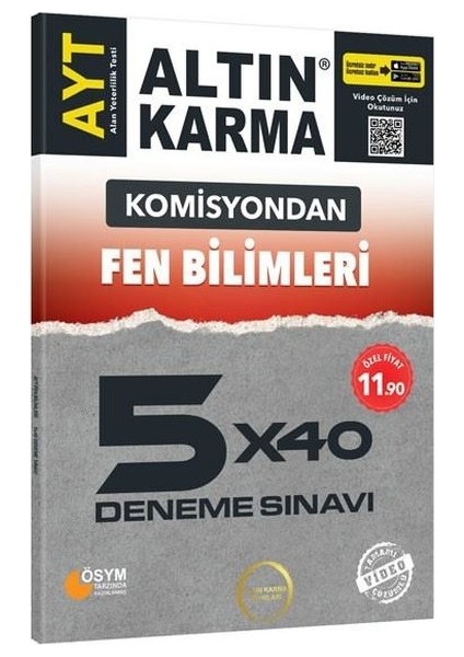 Altın Karma Yayınları AYT  Fen Bilimleri 5 x 40 Deneme Sınavı