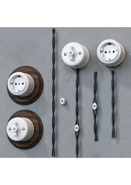 Porselen Priz Beyaz Retro modelleri