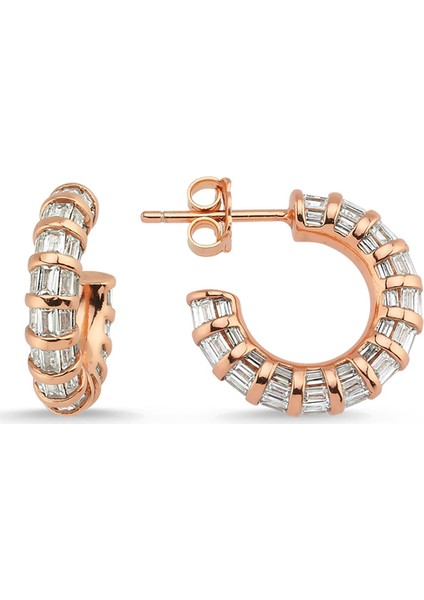 Rose Gümüş Baget Küpe G80Kpr2