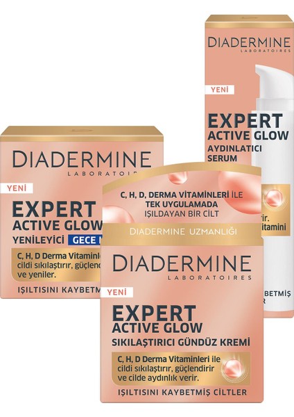 Expert Active Glow Sıkılaştırıcı Gündüz Kremi  + Gece Kremi + Serum