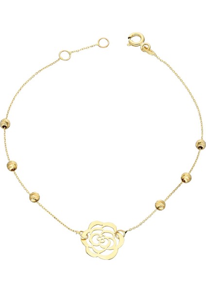 Altın Dorika Gül Motifli Bileklik