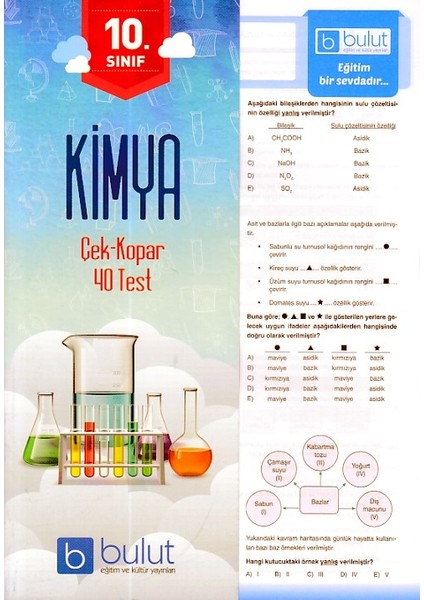 Bulut Eğitim ve Kültür Yayınları Eğitim 10. Sınıf Kimya Yaprak Test