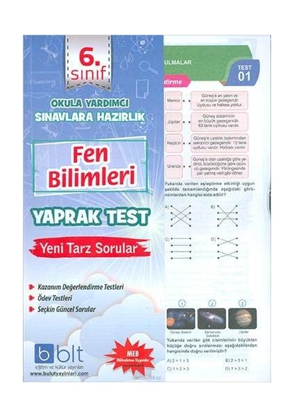 Eğitim 6. Sınıf Fen Bilimleri Çek Kopar Yaprak Test