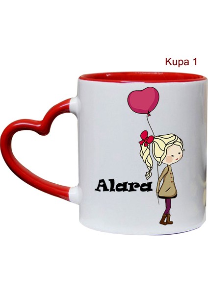 Sevgililere Özel Isimli Kalp Kupa Seti fiyatları