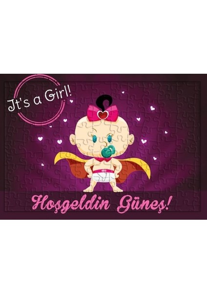 Kız Bebek Hediyesi Isimli Hoşgeldin Puzzle