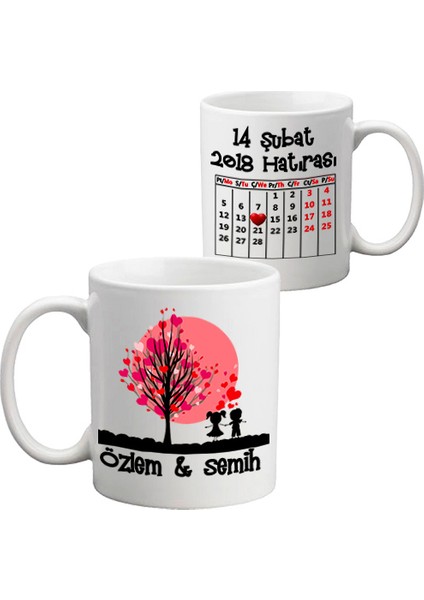 Sevgililer Günü Hediyesi Isimli 14 Şubat Kupa Bardak