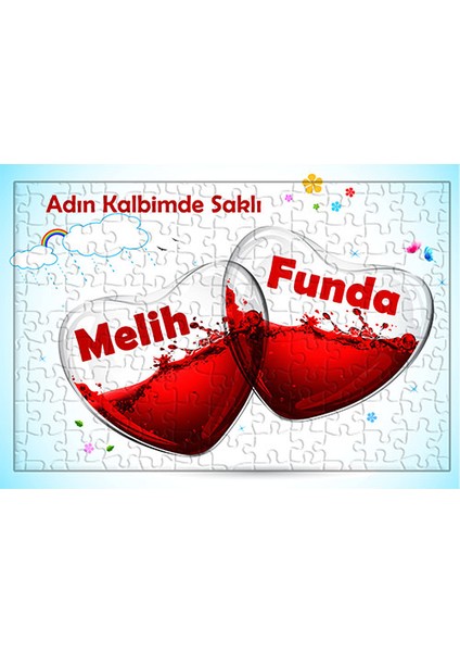 Adın Kalbimde Saklı Isim Baskılı Romantik Puzzle