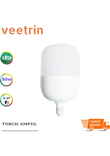 50W E27 Duy Beyaz Işık Torch LED Ampul 5'li Paket