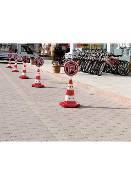 Klasik Kedi Gözlü Trafik Konisi 50 cm Ağırlıklı Trafik Dubası