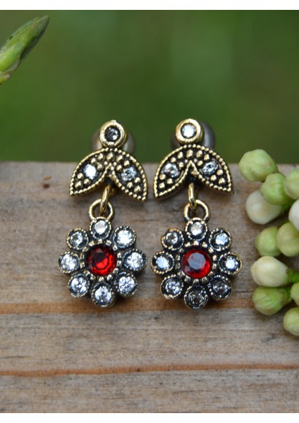 Jewellery Yakut Ve Zirkon Taşlı Bayan Otantik Küpe fiyatları