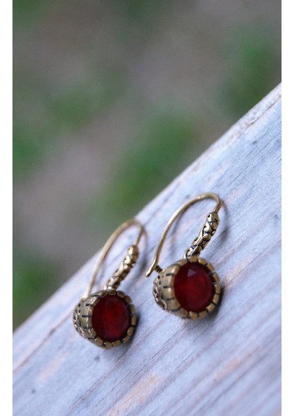 Jewellery Yakut Taşlı Otantik Bayan Küpe