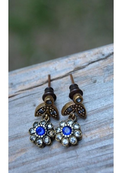 Jewellery F02571 Safir Ve Zirkon Taşlı Otantik Bayan Küpe