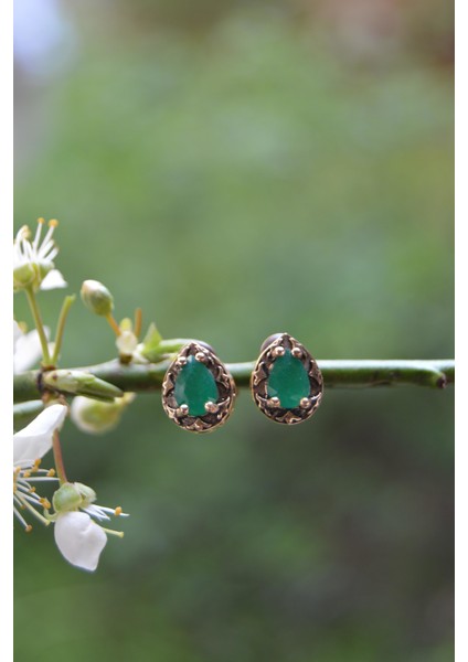 Jewellery Zümrüt Doğal Taş Otantik Bayan Küpe