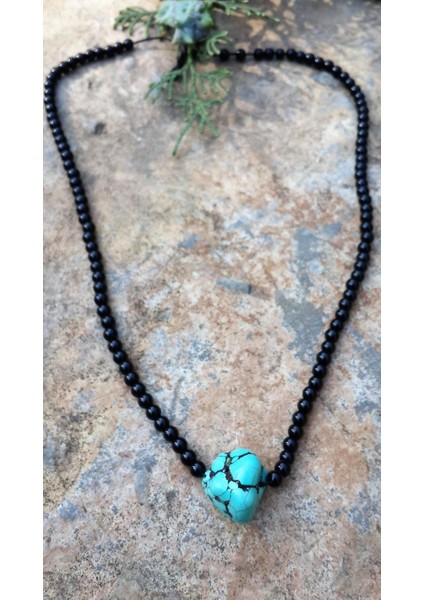 Jewellery Turkuaz Doğal Taş Oniks Bayan Kolye