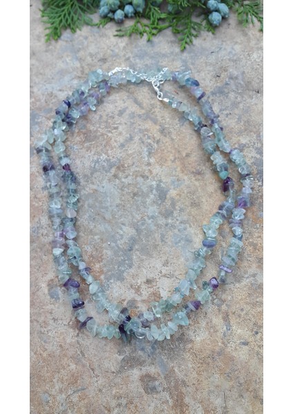 Jewellery Florit Doğal Taş Çift Sıra Bayan Kolye