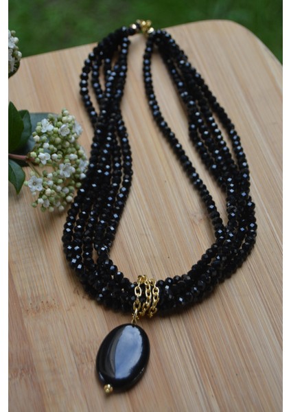 Jewellery Oniks Doğal Taş Tasarım Bayan Kolye