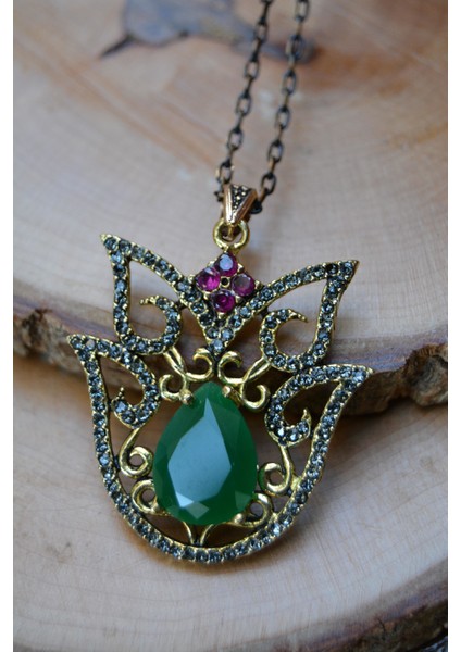Jewellery Rf03334 Kök Zümrüt Otantik Bayan Kolye