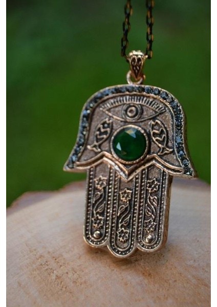Jewellery Rf03335 Kök Zümrüt Otantik Bayan Kolye