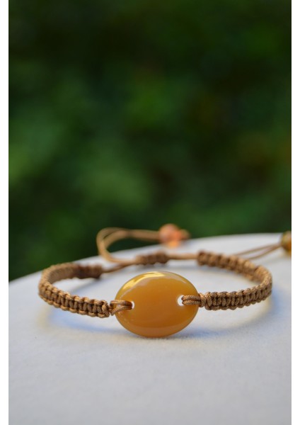 Jewellery Akik Doğal Taş Makrome Bileklik