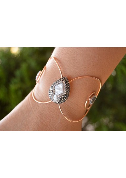 Jewellery F03652 Sakız İncisi Taşlı Tasarım Bayan Bileklik