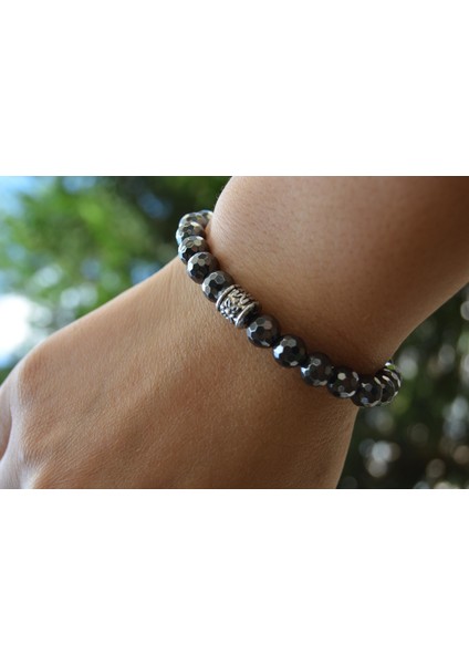 Jewellery Faset Kesilmiş Hematit Bayan Bileklik