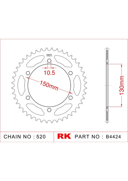 Yamaha XJ 6 N DIVERSION RK Çelik Arka Dişli B4424-46 (2009-2015)