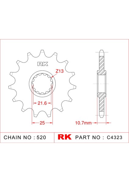 Yamaha XJ 6 N RK Çelik Ön Dişli C4323-16 (2010-2015)