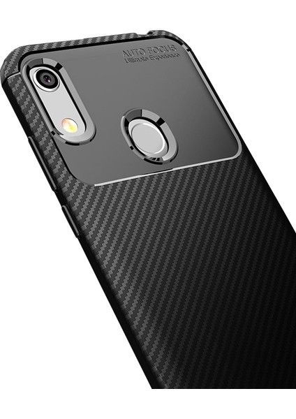 Huawei Honor 8A - Y6 2019 Maxy Serisi Carbon Fiber Silikon TPU Kılıf Siyah