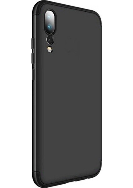 Huawei P20 Pro Tam Koruma Kapak 360 Derece Kılıf Siyah