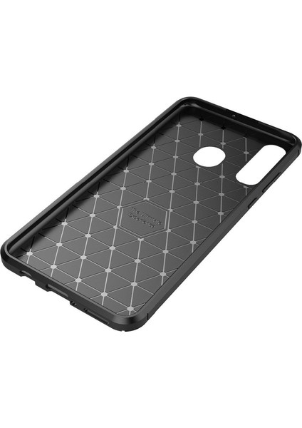 Huawei P30 Lite Maxy Serisi Carbon Fiber Silikon TPU Kılıf Siyah