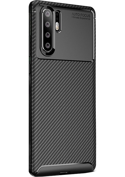 Huawei P30 Pro Maxy Serisi Carbon Fiber Silikon TPU Kılıf Siyah