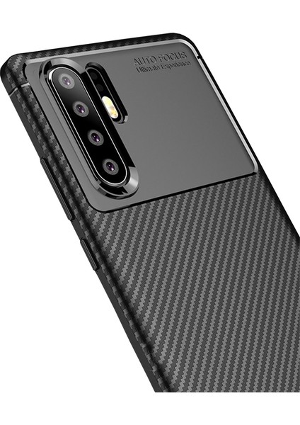 Huawei P30 Pro Maxy Serisi Carbon Fiber Silikon TPU Kılıf Siyah