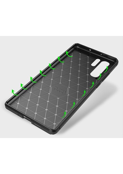 Huawei P30 Pro Maxy Serisi Carbon Fiber Silikon TPU Kılıf Siyah